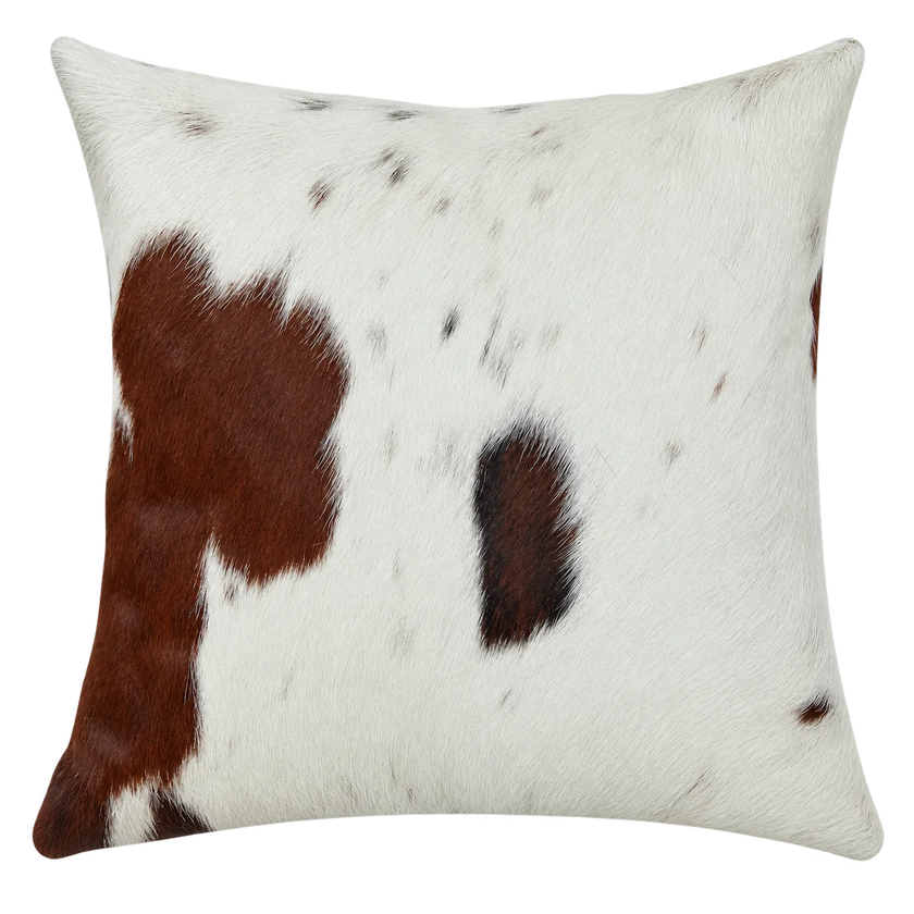 Coussin en peau de vache Ivoire tacheté