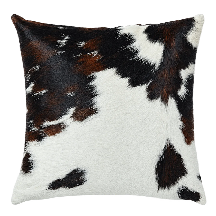 Coussin en peau de vache Encre sur ivoire