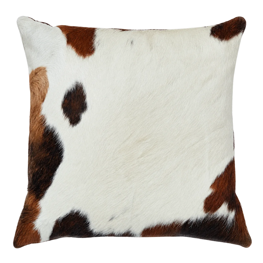 Coussin en peau de vache Ivoire brun