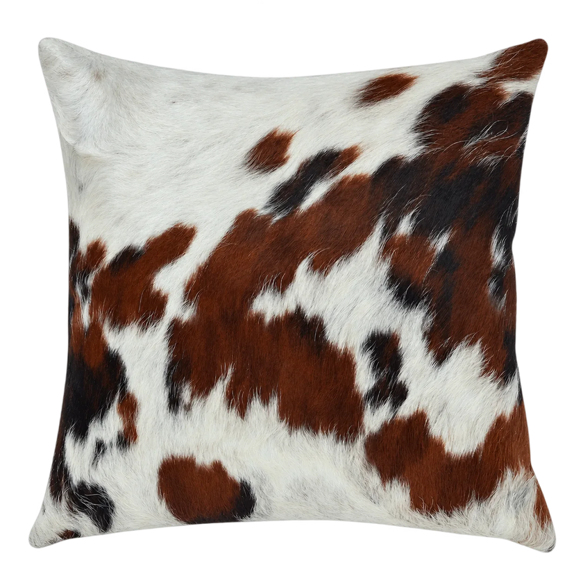 Coussin en peau de vache Sienne mouchetée