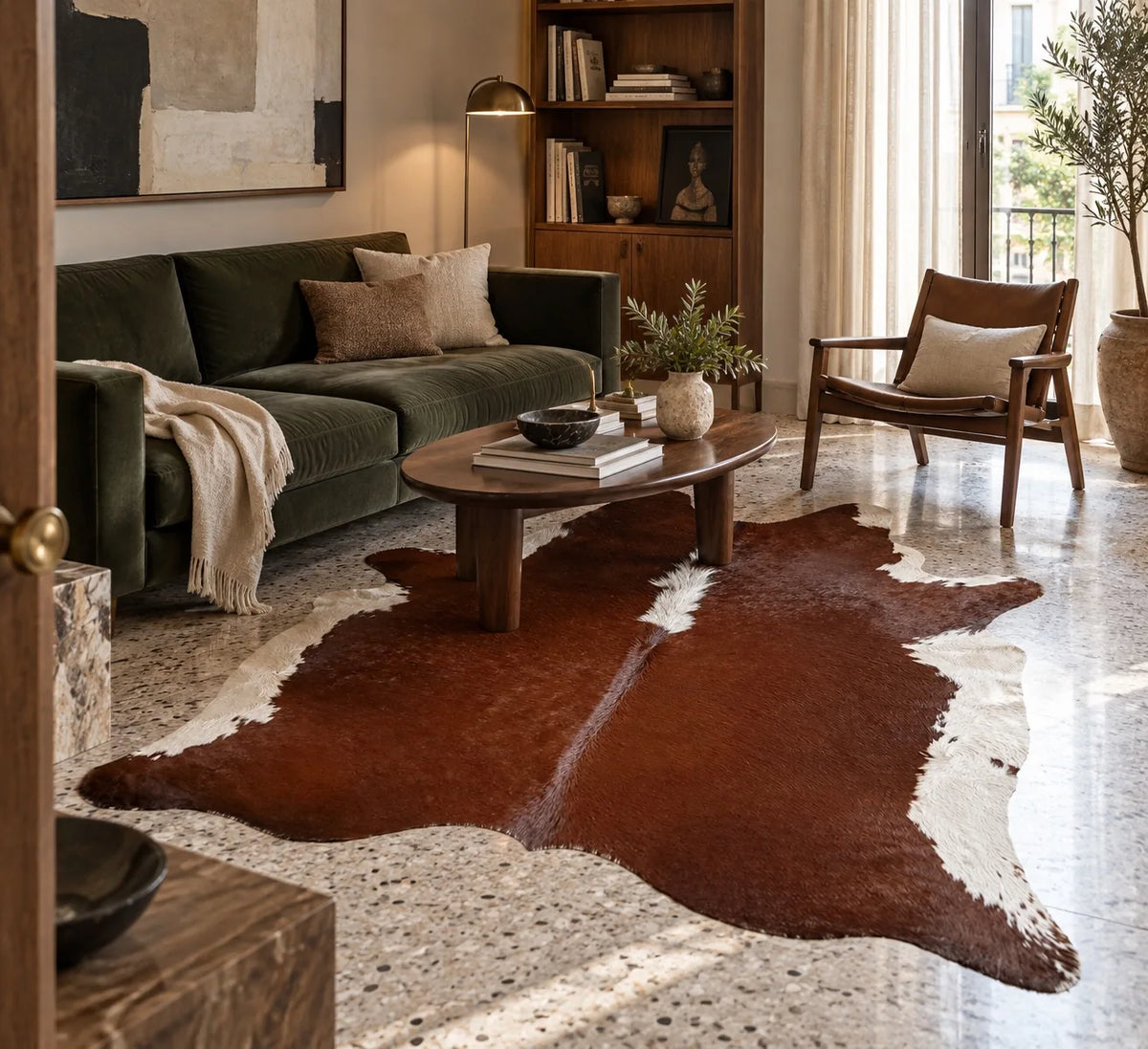 Peau de vache Sienne dans un intérieur