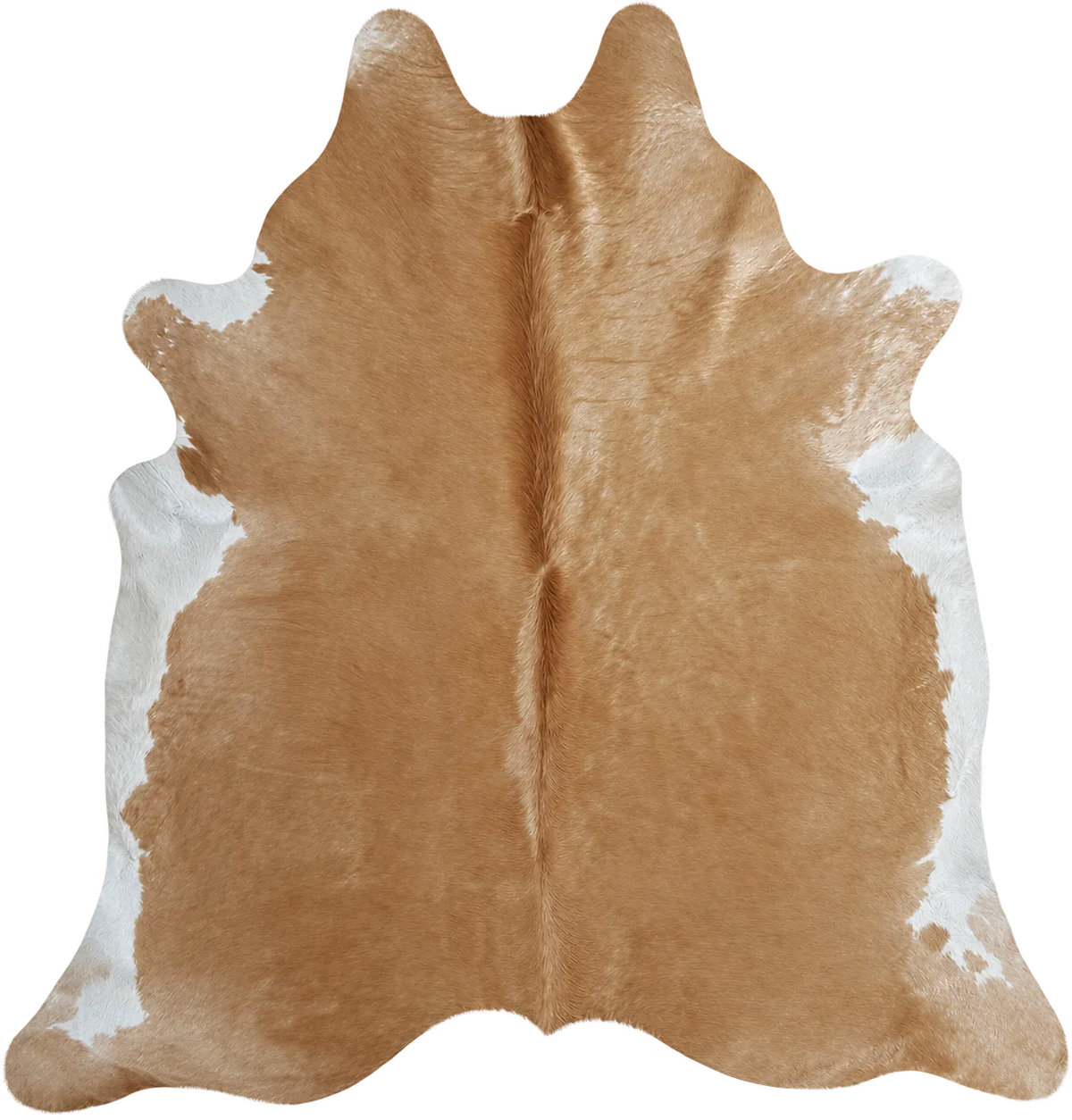 Peau de vache Miel, vue du produit aux tonalités caramel clair et blanc