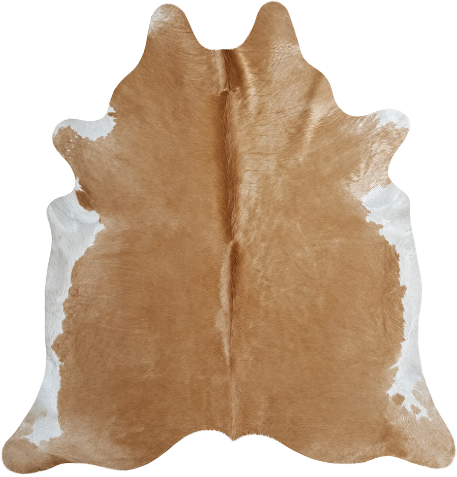 Peau de vache Miel, vue du produit aux tonalités caramel clair et blanc
