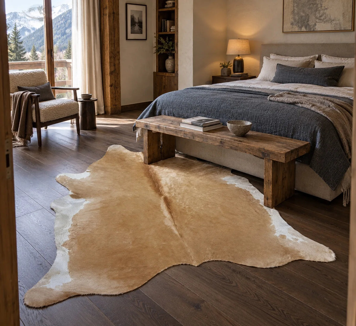 Peau de vache Miel dans un intérieur