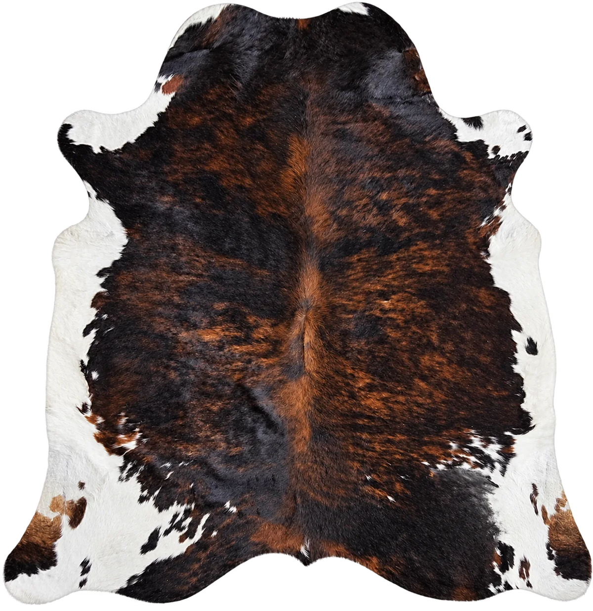 Peau de vache Ombre fauve, vue du produit aux tonalités brun, noir et blanc