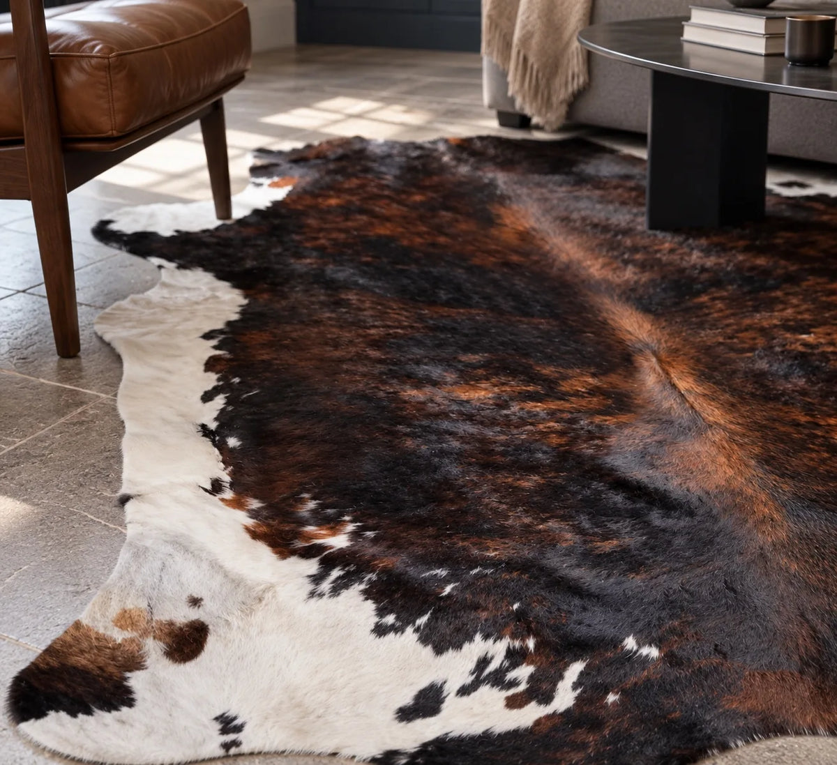 Peau de vache Ombre fauve, détail de la matière
