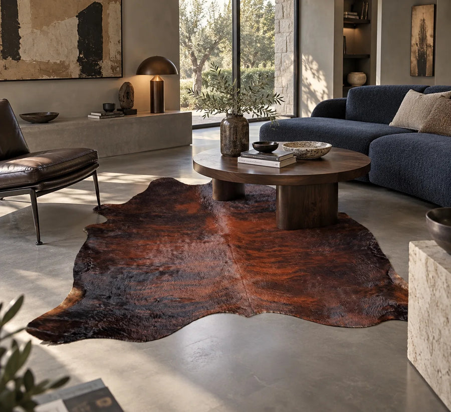 Peau de vache Terre rousse dans un intérieur