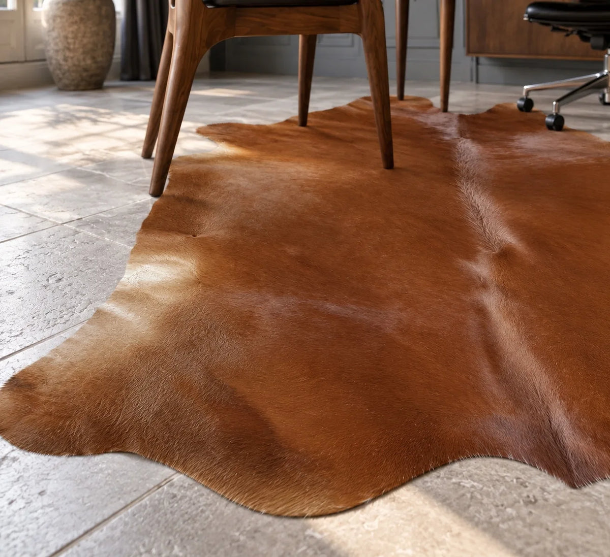 Peau de vache Cognac, détail de la matière