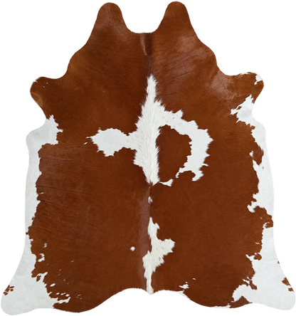 Peau de vache Éclat de Sienne, vue du produit aux tonalités brun roux et blanc
