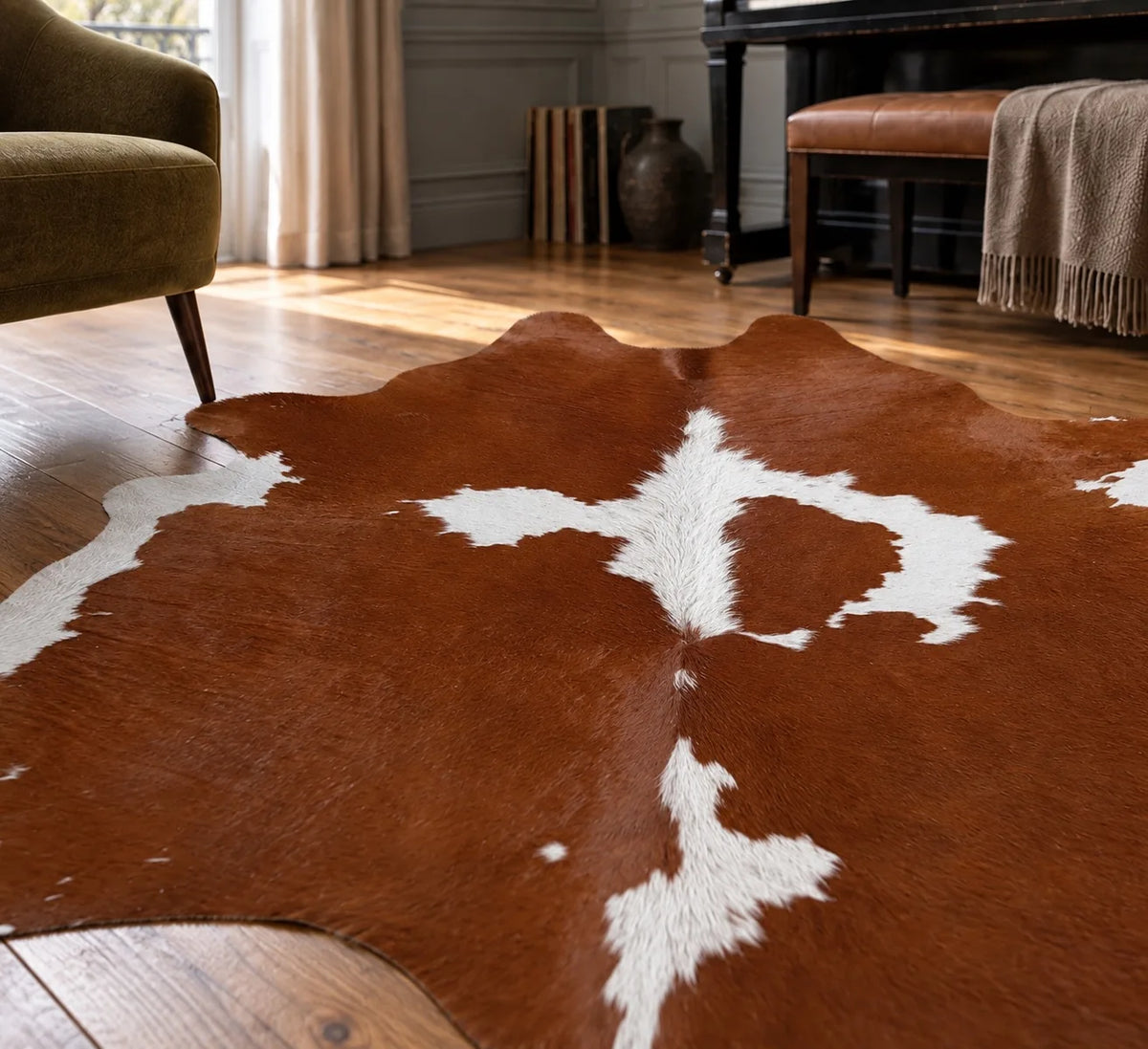 Peau de vache Éclat de Sienne, détail de la matière