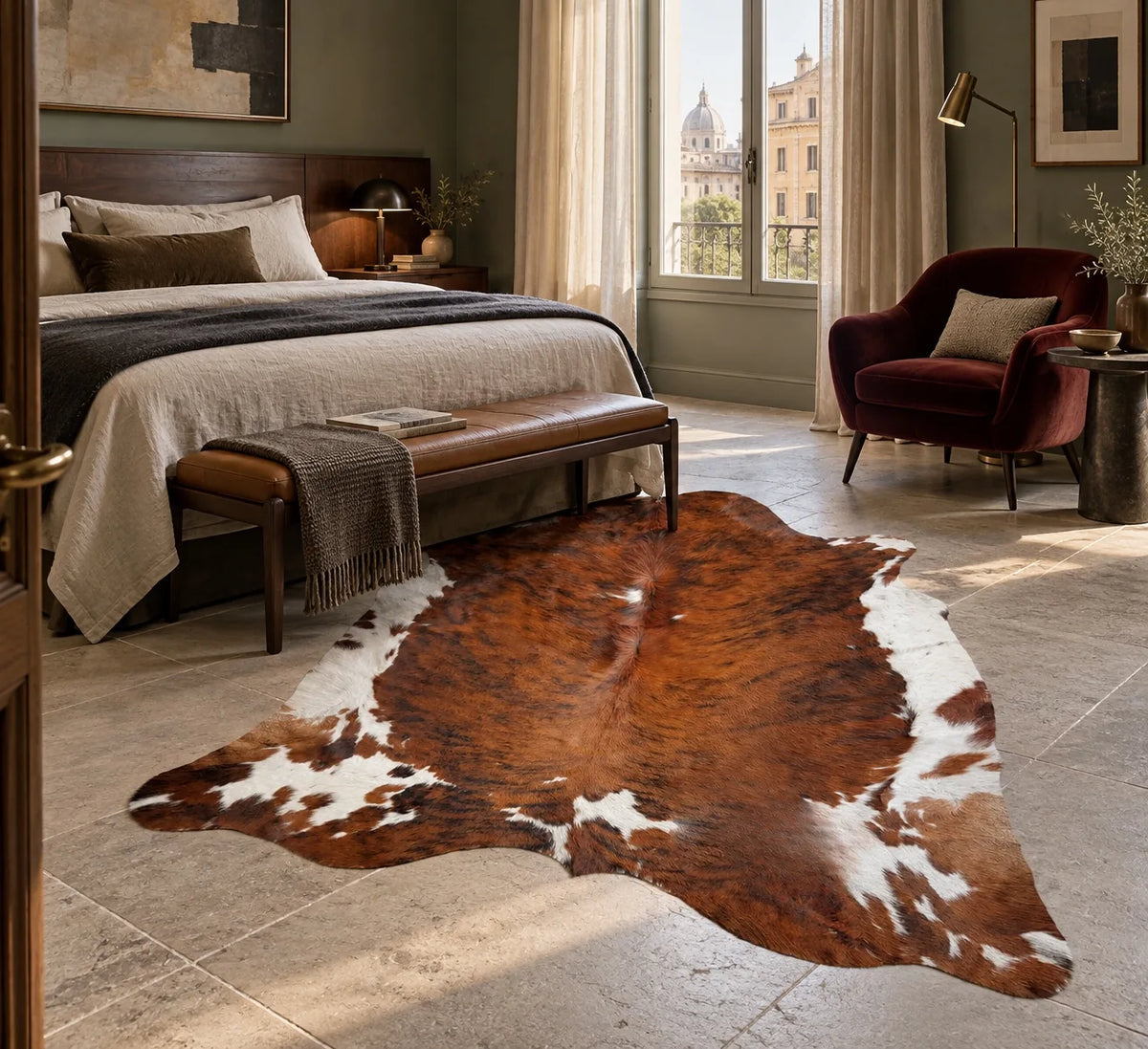 Peau de vache Fauve moucheté dans un intérieur