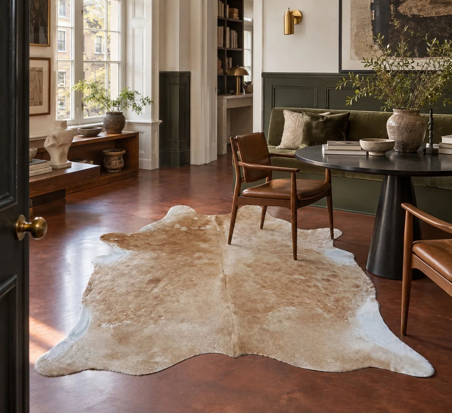 Peau de vache Lin moucheté dans un intérieur