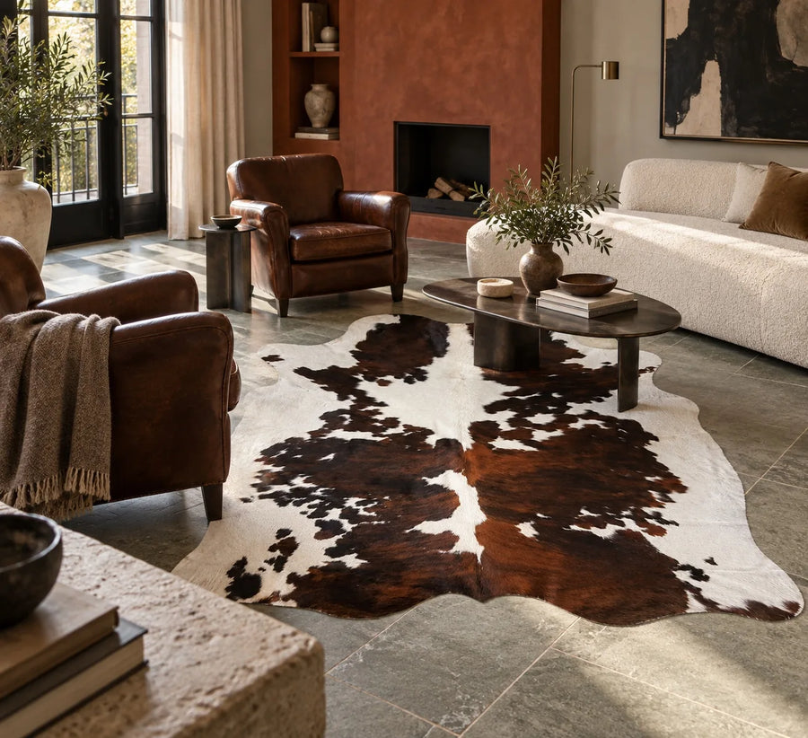 Peau de vache Contraste brun dans un intérieur