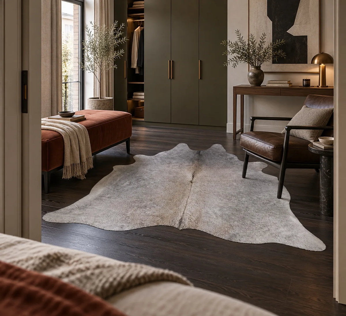 Peau de vache Gris minéral dans un intérieur