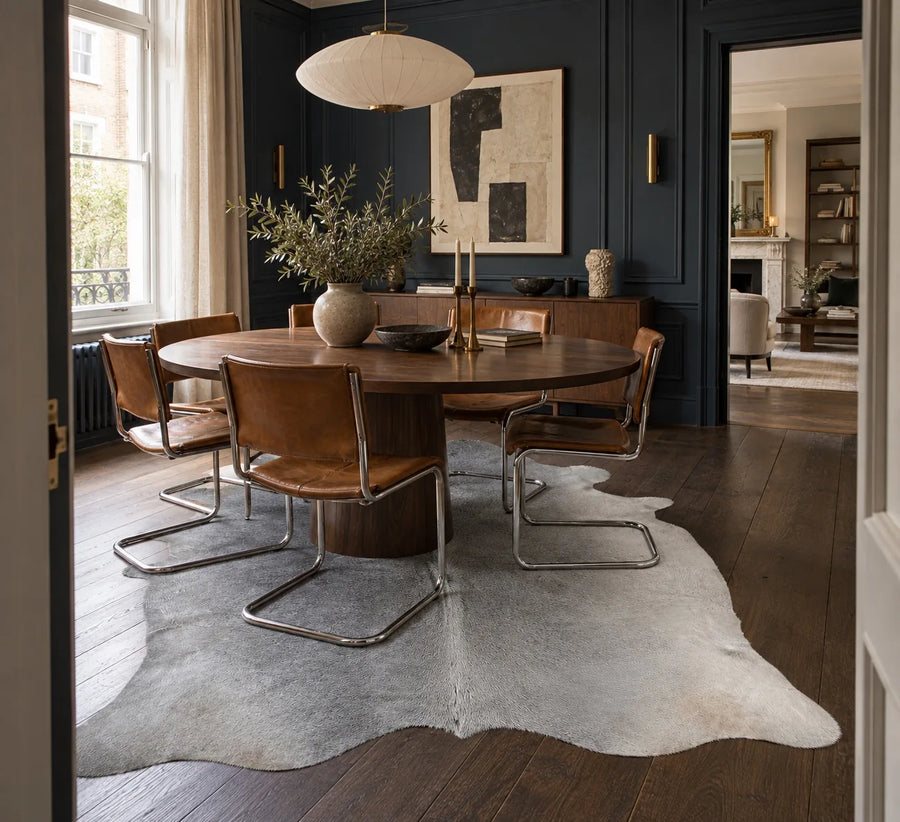 Peau de vache Argent dans un intérieur