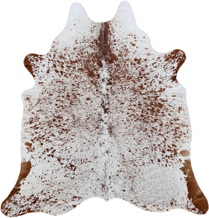 Peau de vache Sienne pointillée, vue du produit aux tonalités blanc et brun roux moucheté